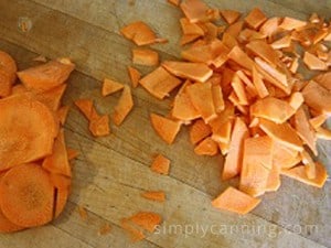 Carrot slices on the cutting surface.