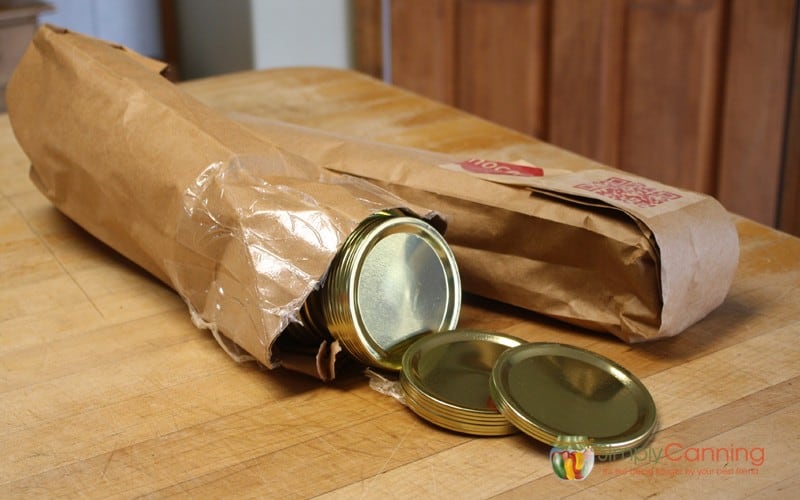 Bulk sleeves of canning jar lids.