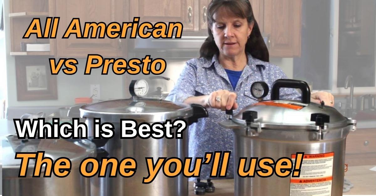 Sharon with her all american and presto canners, asking which is best, the one you'll use.