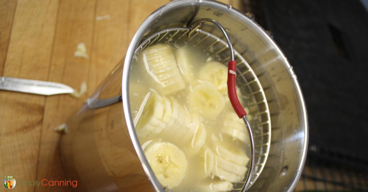 Banana slices in a lemon or pineapple juice pretreatment.