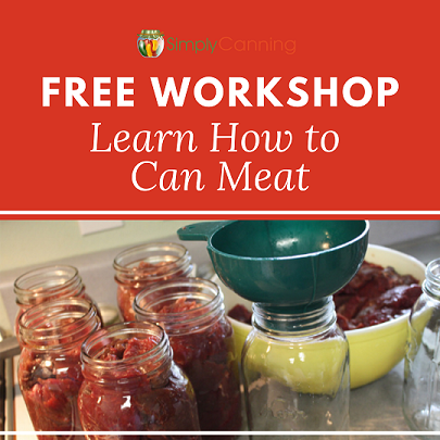 Jars being filled with meat for free canning meat workshop.