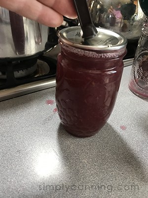 Putting the flat lid on the jar using the magnetic lid lifting tool.