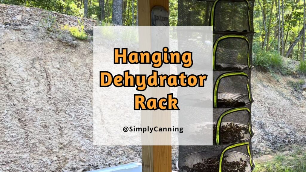 Hanging dehydrator rack outside.