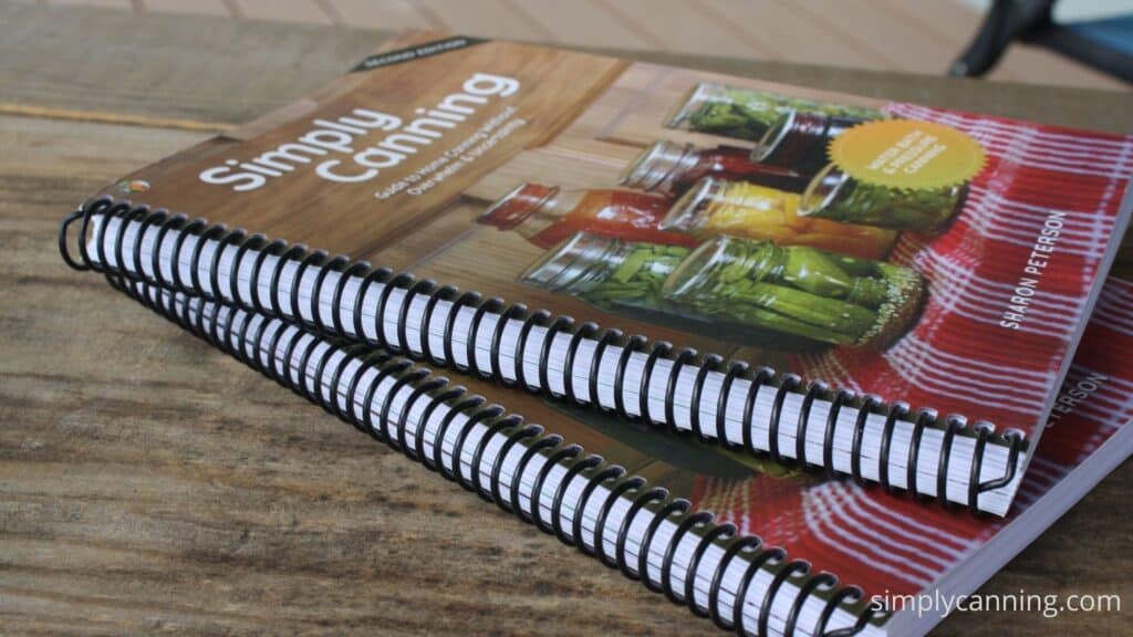 Closeup look at Simply Canning Guide spiral binding.