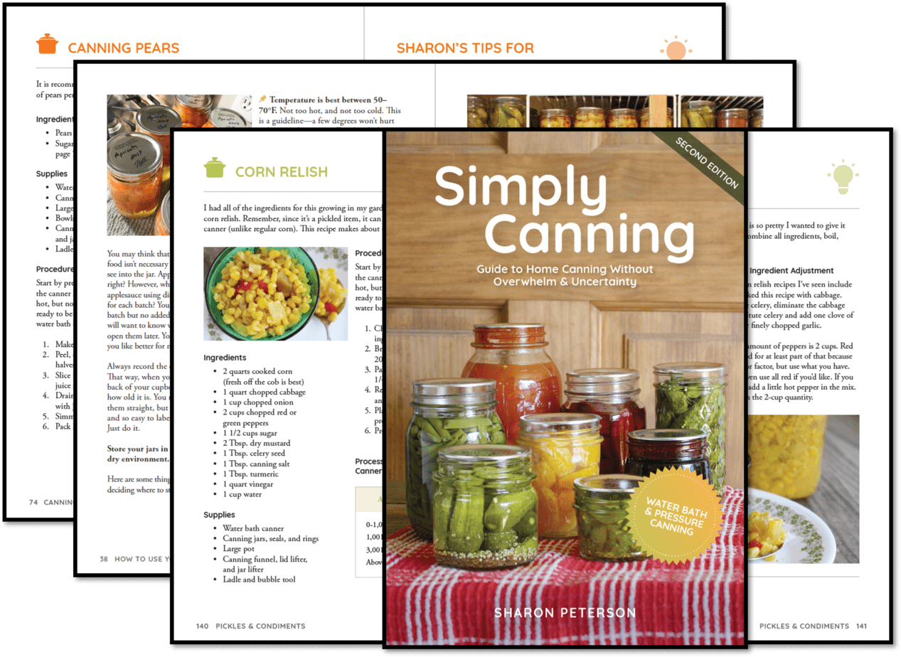 Simply Canning Guide internal pages and cover.