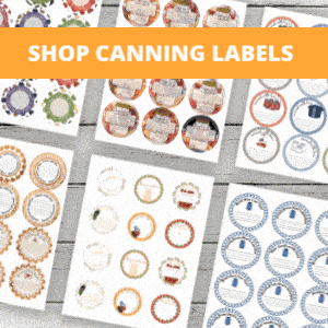 Rotating images of canning labels, canning mug, and canning t-shirts at Simply Canning Etsy store.