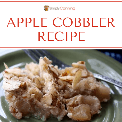 A serving of apple cobbler on a green plate.