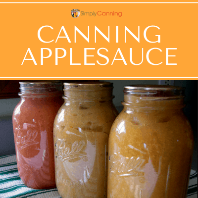 Jars of home canned applesauce in various shades of red and gold.