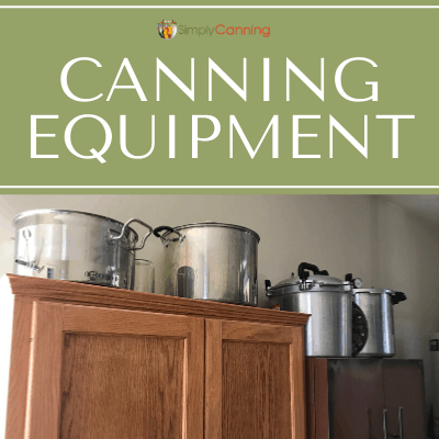 Various types of canning equipment sitting in storage.