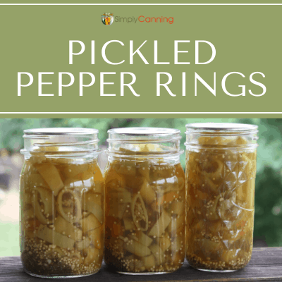 Three jars of pickled pepper rings.