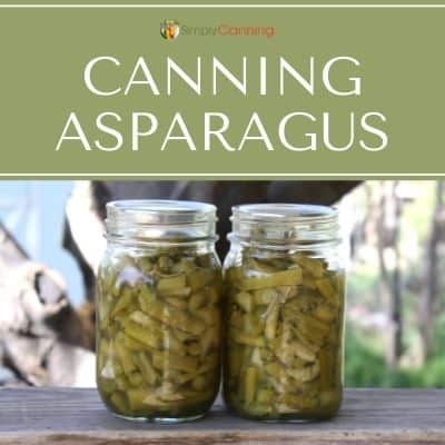 Two jars filled with pieces of asparagus.