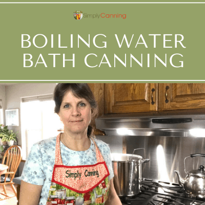 Sharon standing next to her boiling water bath canner.