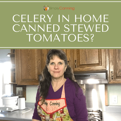 Sharon standing in her kitchen and wearing a red Simply Canning apron.