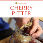 Using a the top of jar cherry pitter to remove a pit from a cherry.