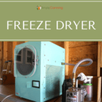 Blue freeze drying machine sitting in the garage.