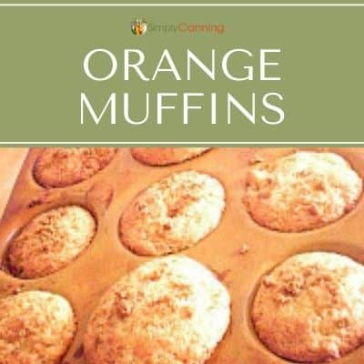Golden brown orange muffins sitting in the muffin tin.