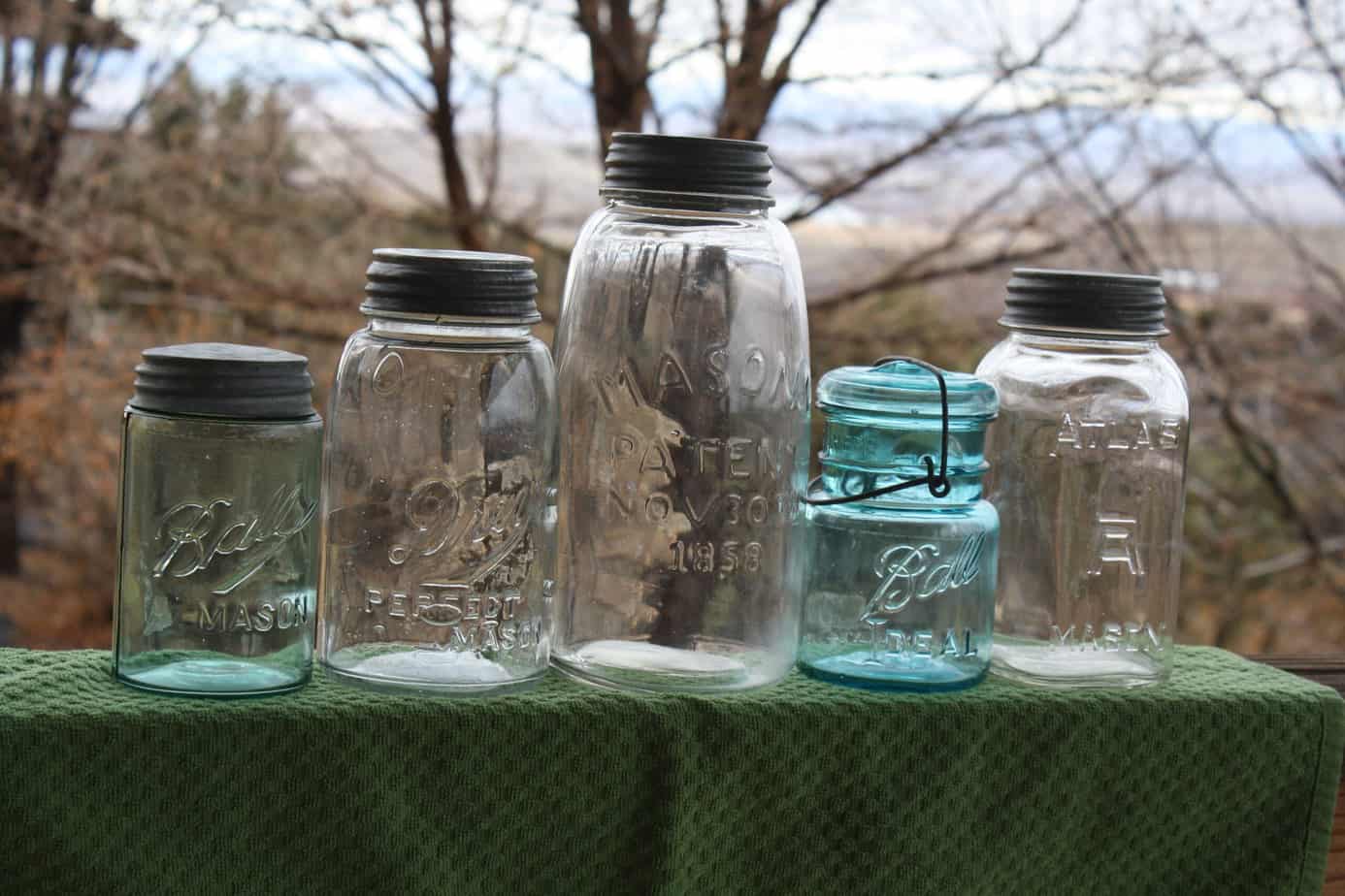 Large Vintage Mason Jar Made by Gem Screw Top With Glass Cap 