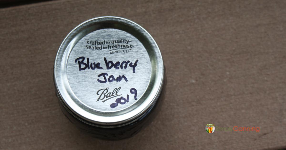 The top of a blueberry jam jar from 2019.