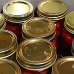 Jars of food in a pressure canner.