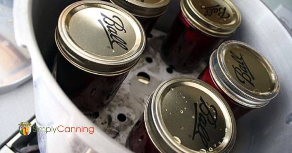 canned beets in the canner.