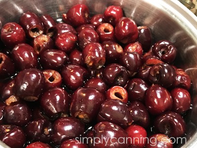 Pitted cherries waiting in a bowl.