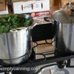canning greens blanch