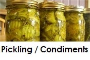 Jars of bread and butter pickles, links to pickling articles.