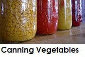 Close up of jars of canned vegetables, links to the canning vegetables index page.