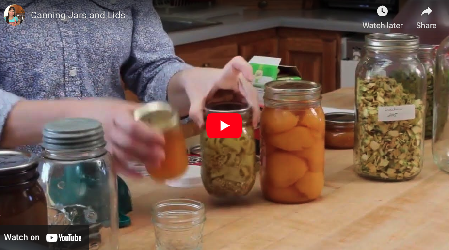 Image clip from the video with a variety of canning jars on the counter.
