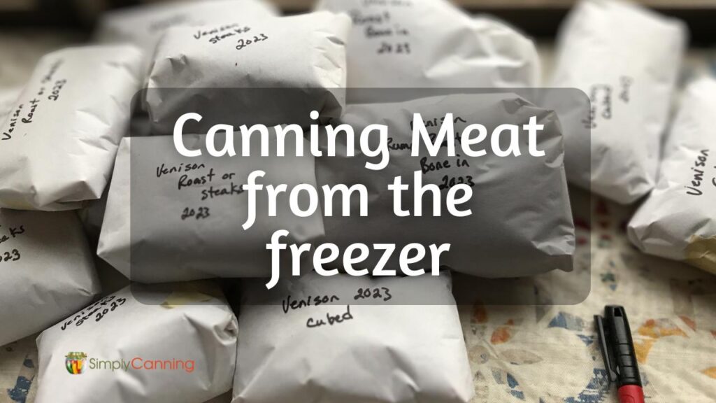 Packages of meat wrapped in white freezer paper.