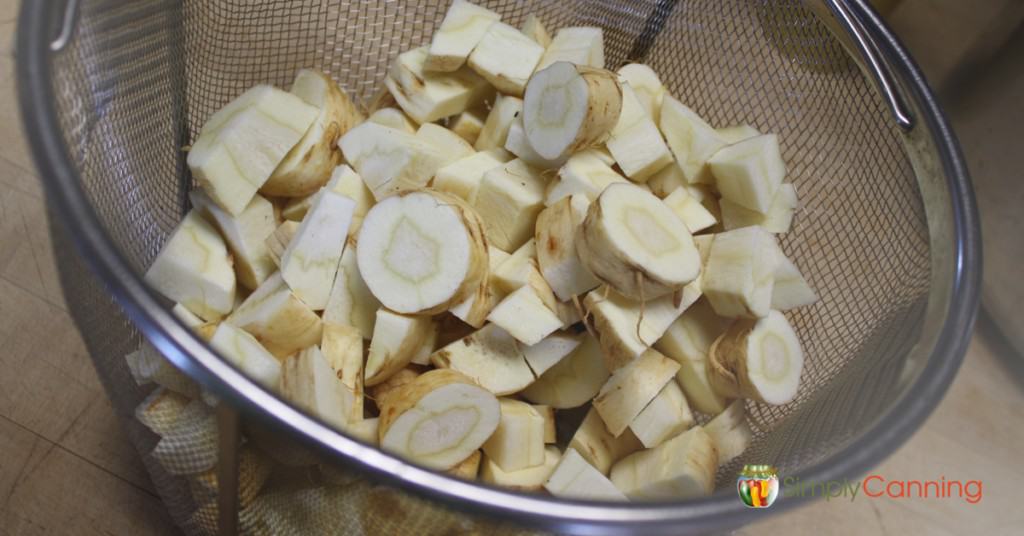 A basket of parsnips for freezing.