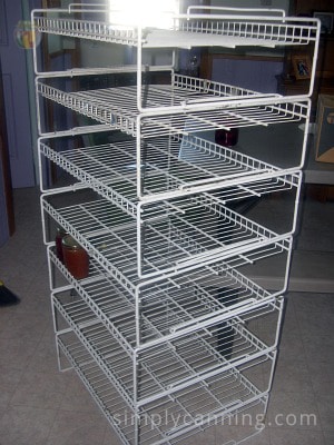 Empty wire shelving unit.