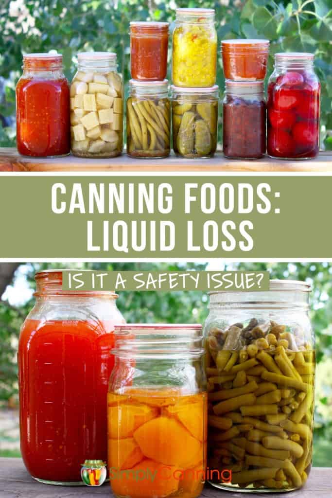 Liquid Loss When Canning Foods, links to Pinterest. 