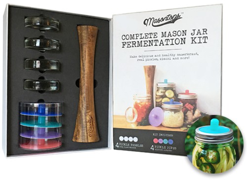 Mason Jar fermentation kit including Pickle Pipes.