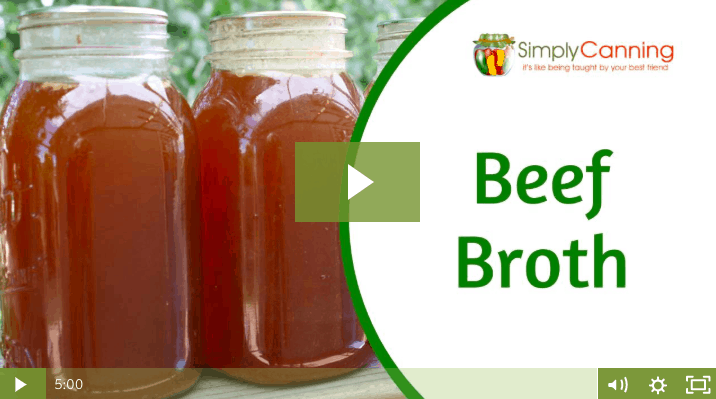 Quart canning jars filled with rich beef broth linking to member lesson.