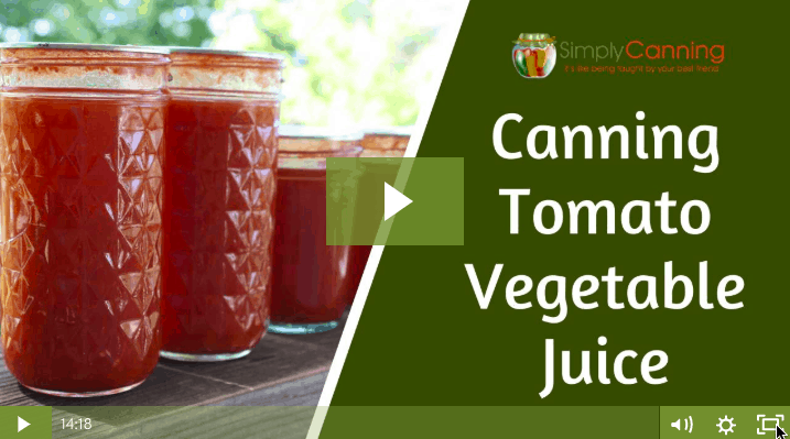 Pretty jars of red tomato vegetable juice linking to the member lesson.