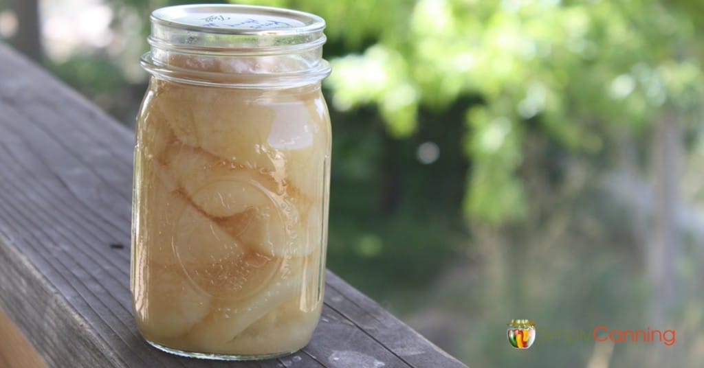 Full canning jar illustrating the canning pears page.