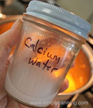 A jar of mixed calcium water.