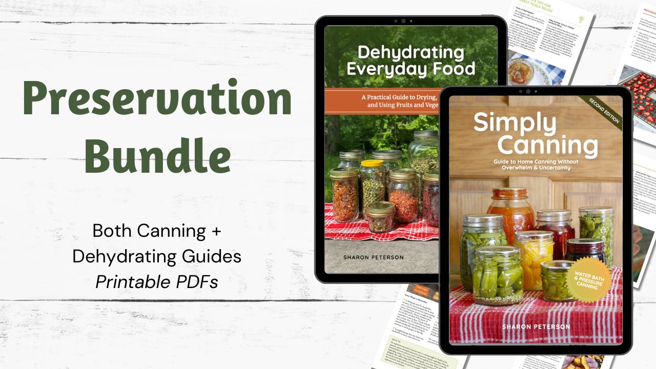 Covers of both Canning Guide and Dehydrating food book. 