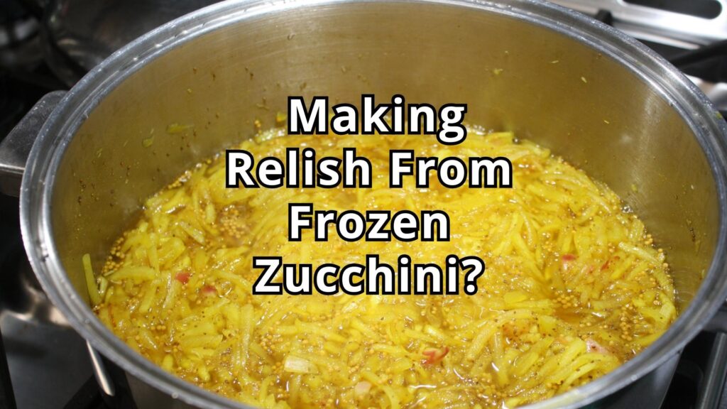 A large pot of relish ready to go into canning jars.