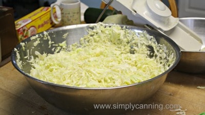 A huge bowl of shredded cabbage.