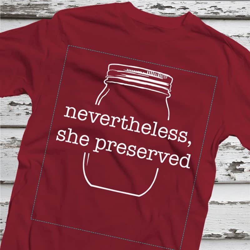 Nevertheless she preserved red tshirt.
