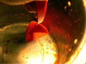 Flat side of ladle.