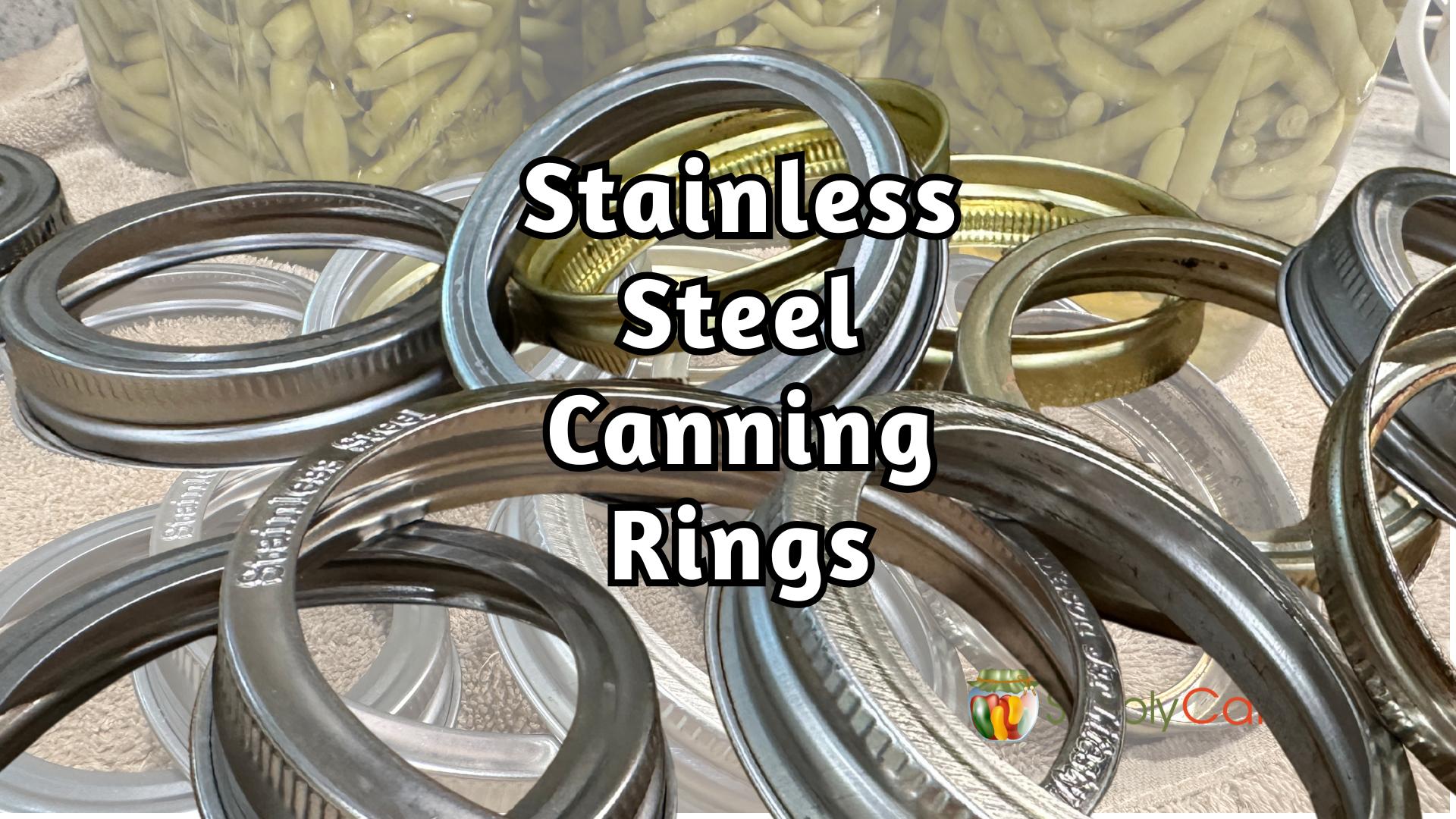 Close up of a bunch or scattered canning rings.