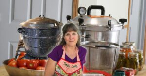 Sharon pressure canner and water bath canner in the background.