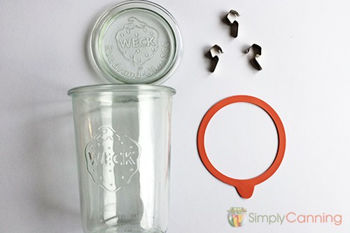 Weck jar with lid pieces.